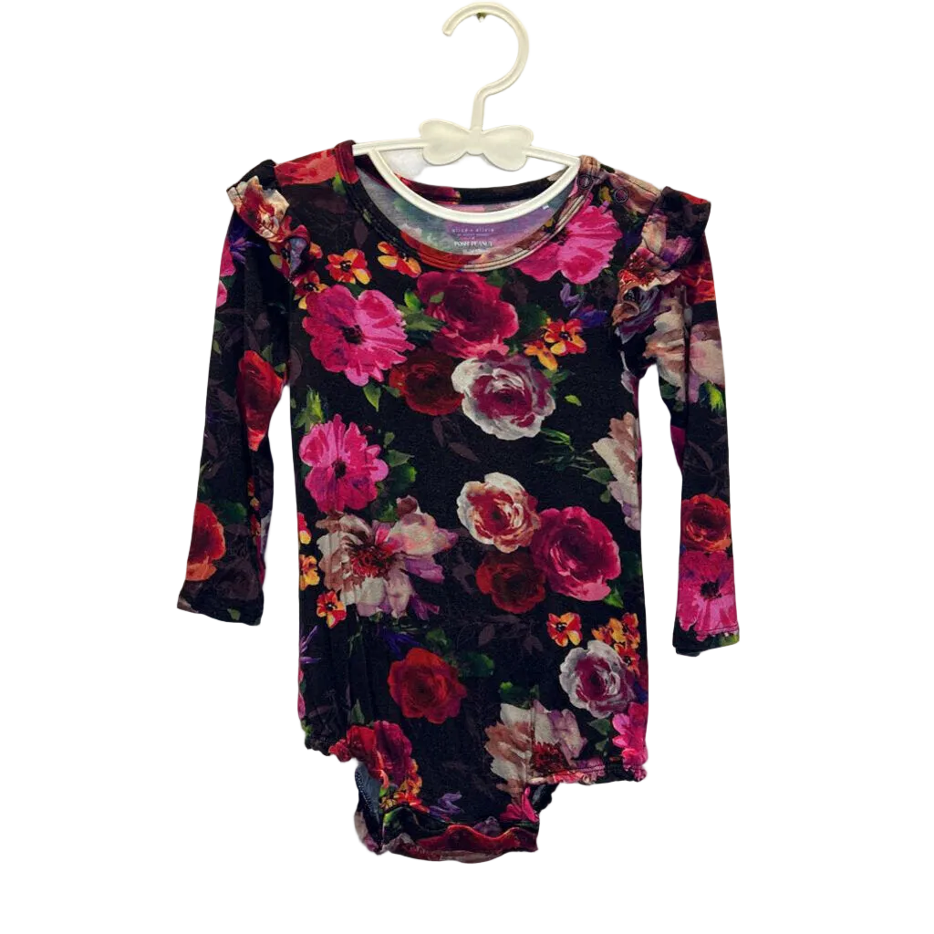 LS Ruffle Sleeve Onesie / Flowers