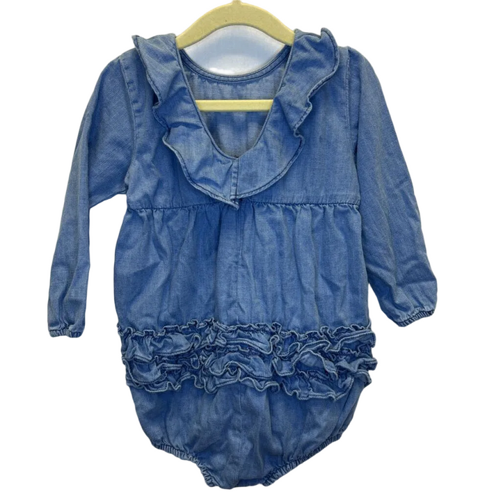 LS Denim Romper / Ruffles