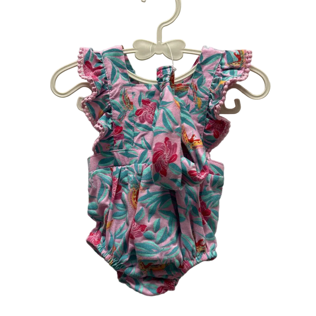 Sleeveless Romper Headband Set / Floral