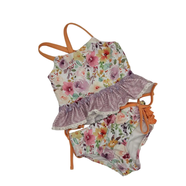 Two Piece Bathing Suit / Flowers