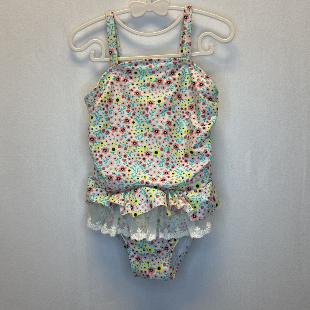 Tank Top One Piece Bathing Suit / Flowers