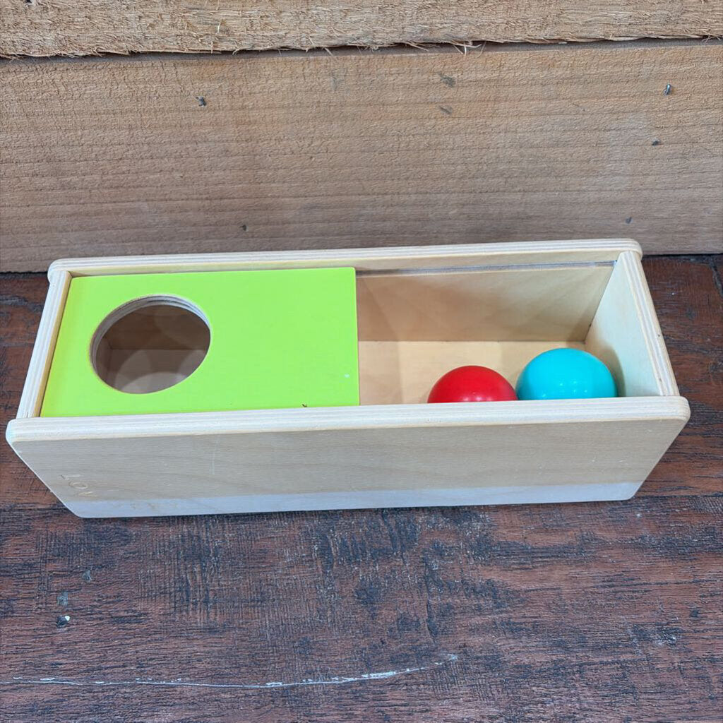Wooden Sliding Top Box with 3 Balls