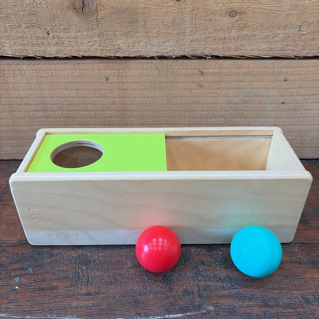 Wooden Sliding Top Box with 3 Balls