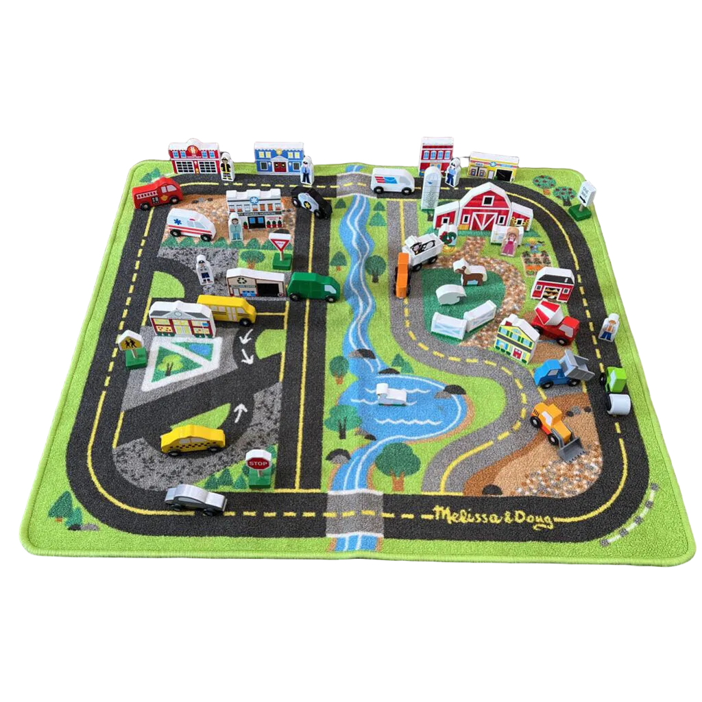 Wooden Town Playset & Rug