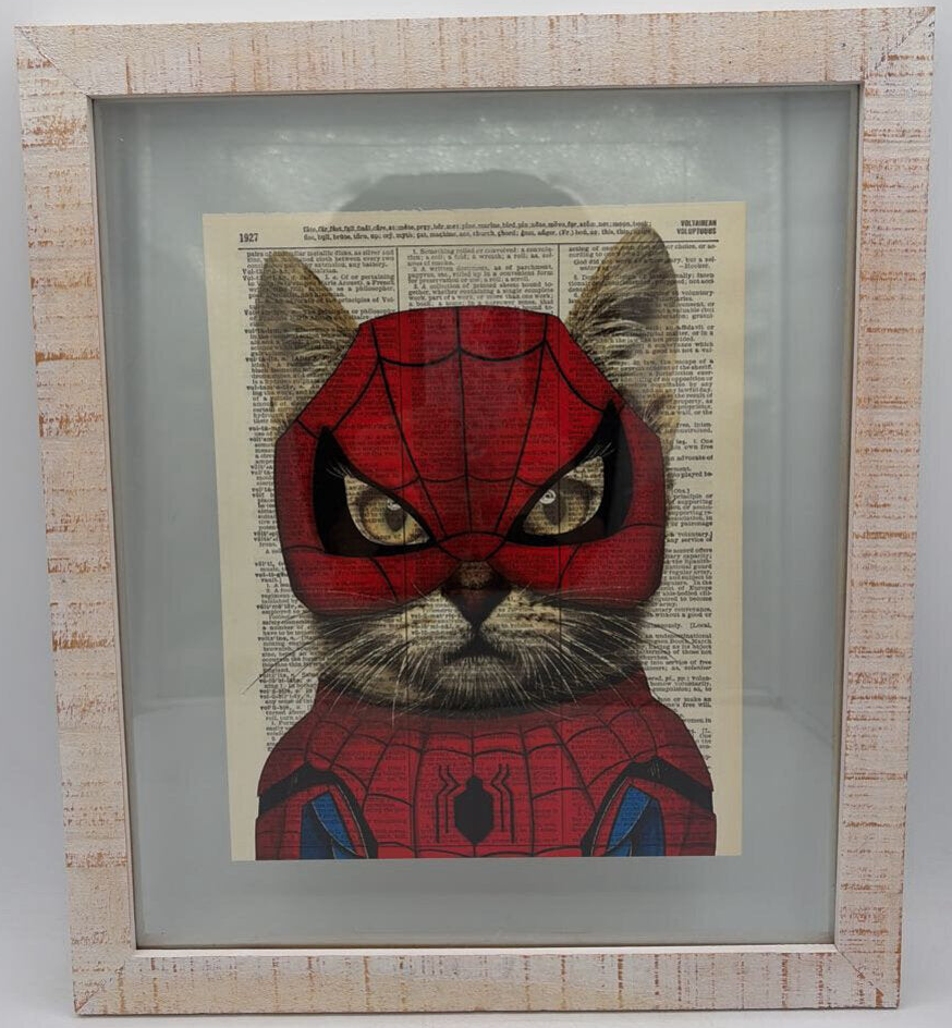 Framed Spiderman Cat Artwork