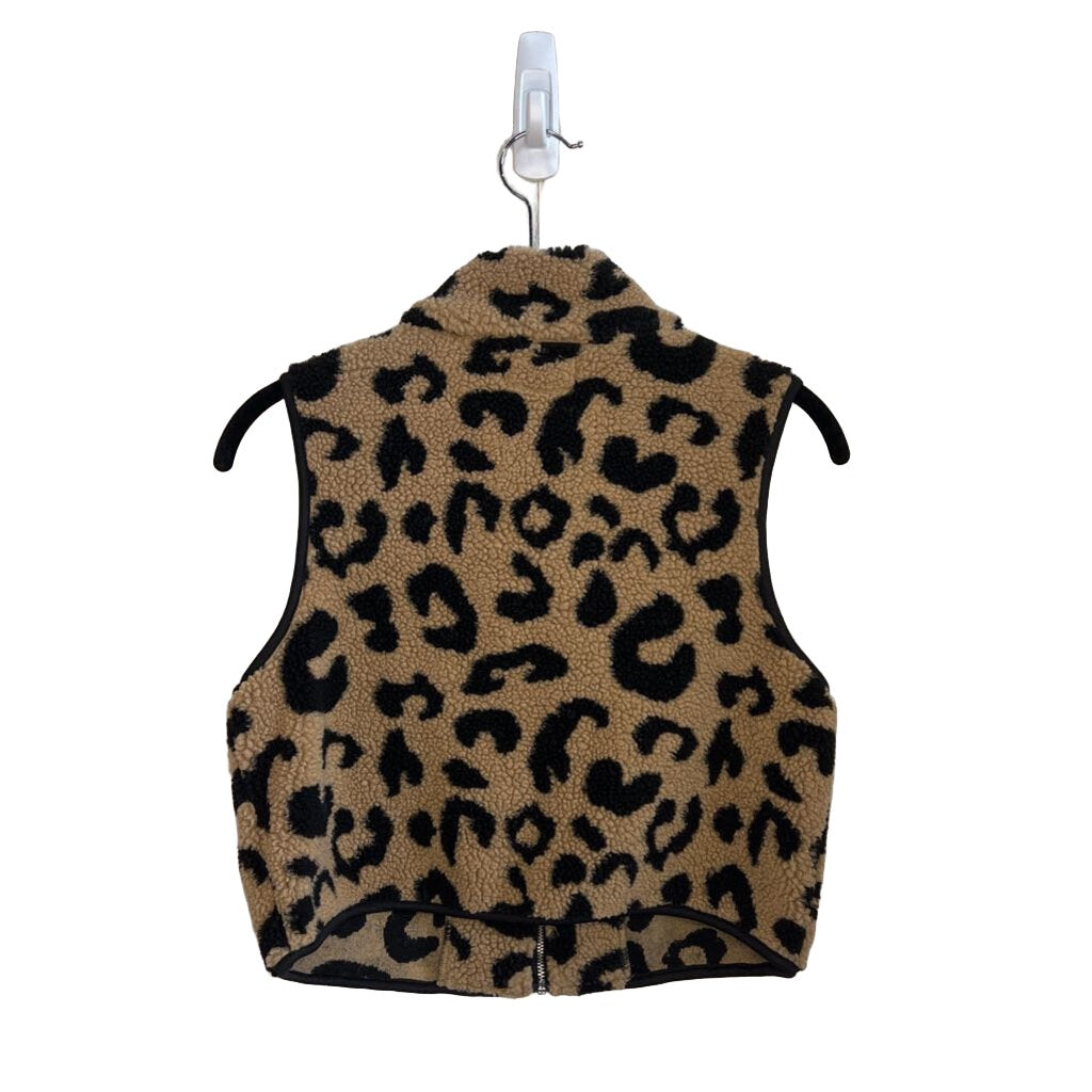 Zip-up Fuzzy Vest - Cheetah Print