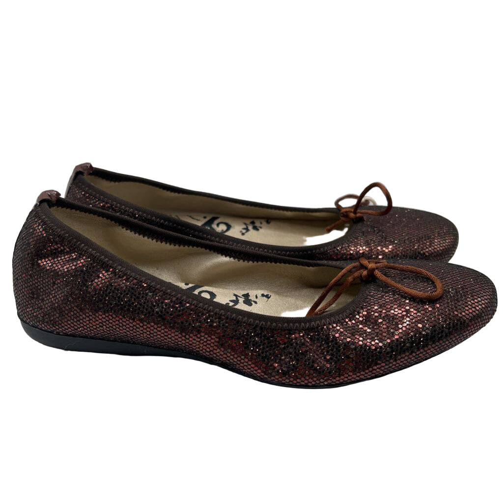 Slip-on Flats - String Bow, Glittery