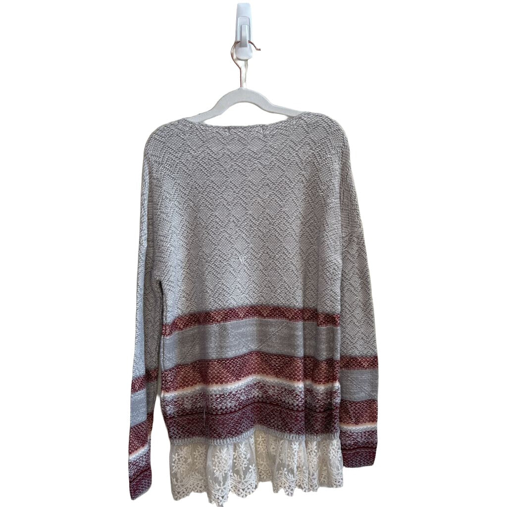 LS Sweater Shirt, Lace Floral Bottom
