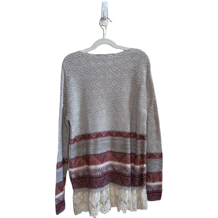 LS Sweater Shirt, Lace Floral Bottom