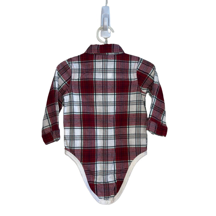 Plaid Collared Button-down Onesie