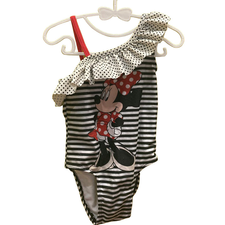 One Pc Bathing Suit / One Shoulder / Minnie Mouse / Striped