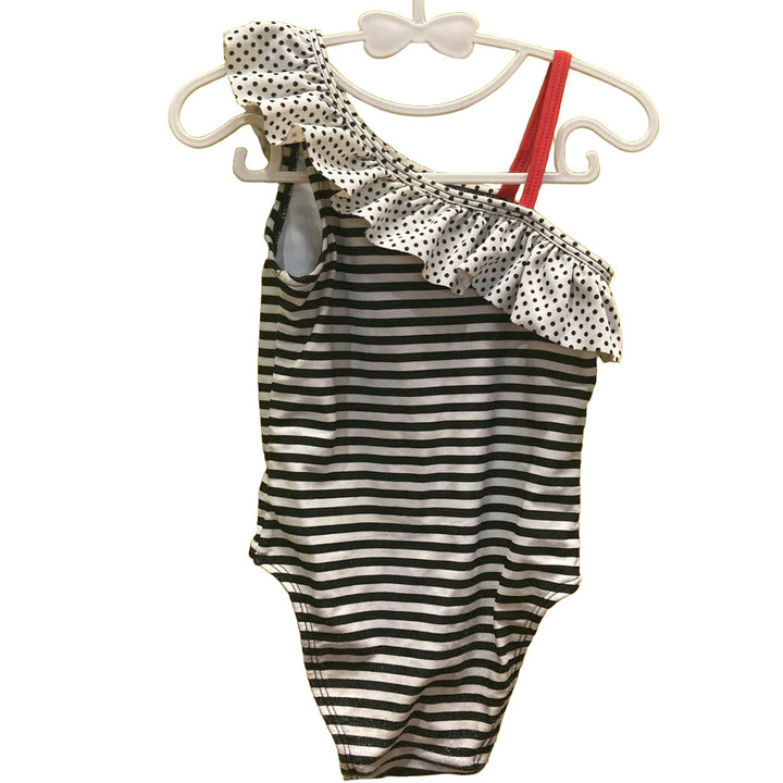 One Pc Bathing Suit / One Shoulder / Minnie Mouse / Striped