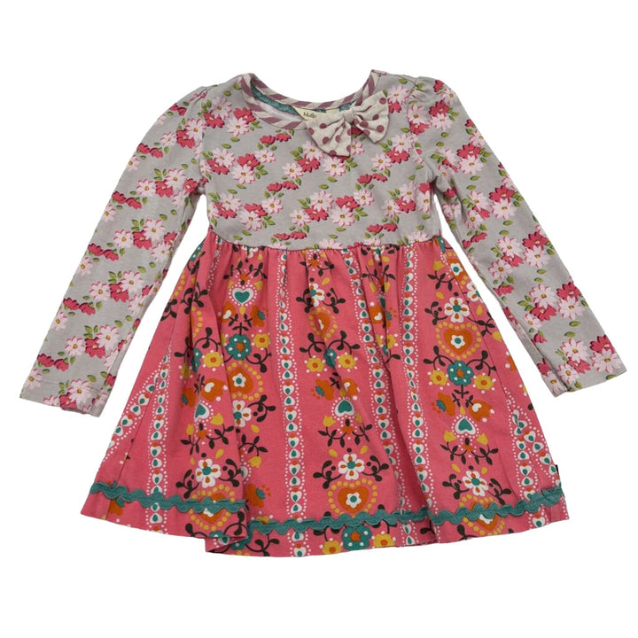 LS Cotton Dress / Flowers & Hearts