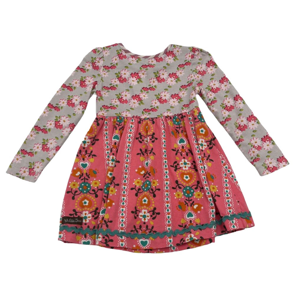 LS Cotton Dress / Flowers & Hearts