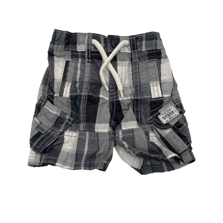 Cargo Adjustable Waist Shorts / Plaid