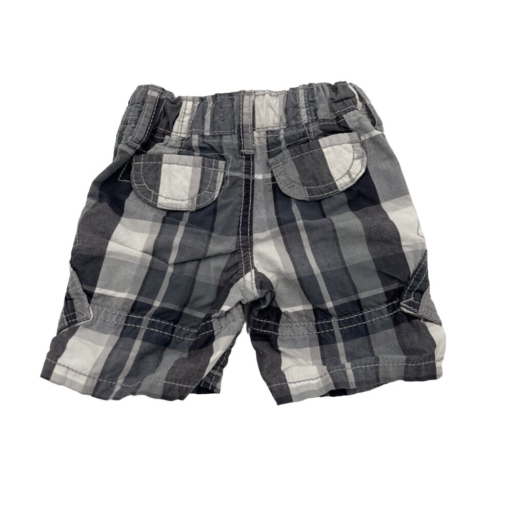 Cargo Adjustable Waist Shorts / Plaid