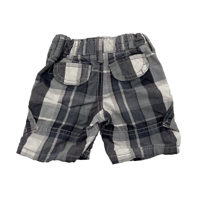 Cargo Adjustable Waist Shorts / Plaid