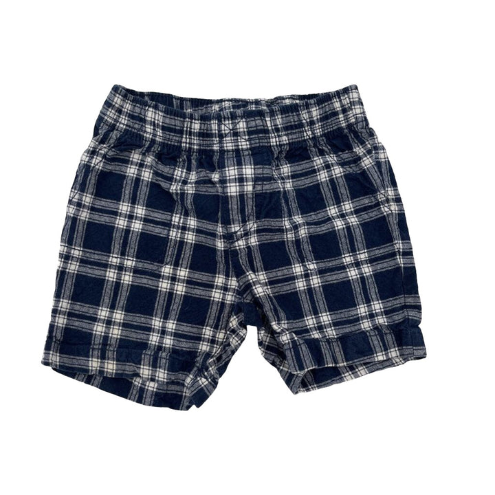 Elastic Waist Plaid Cotton Shorts