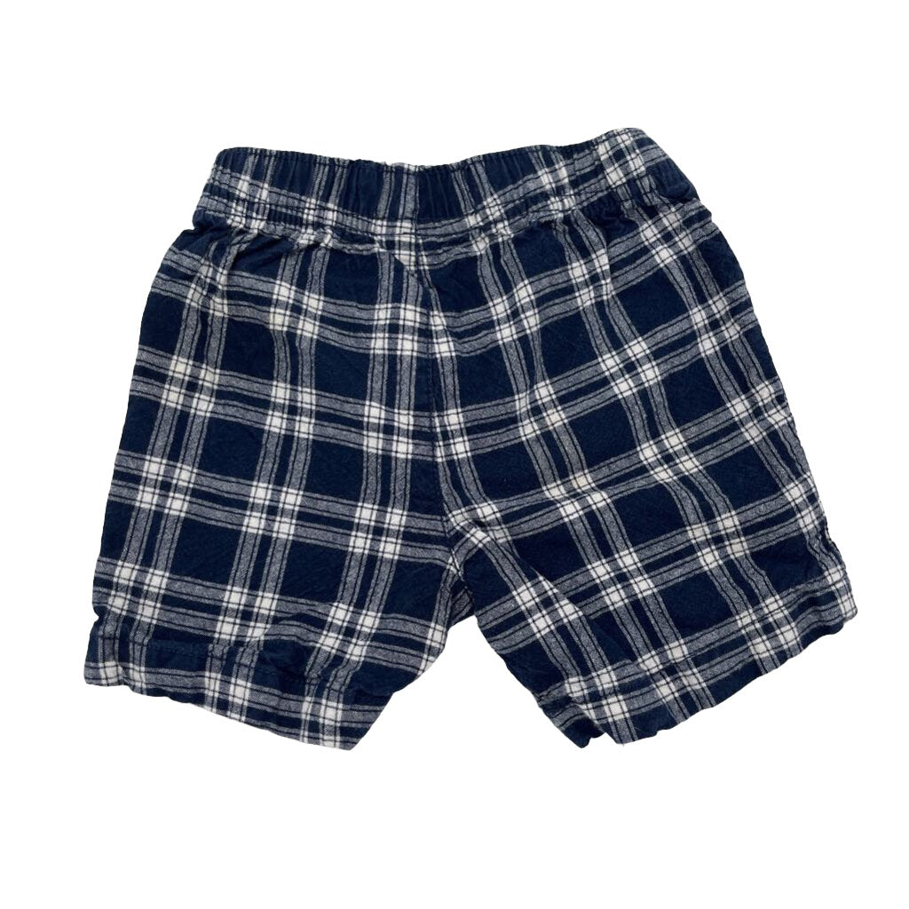Elastic Waist Plaid Cotton Shorts