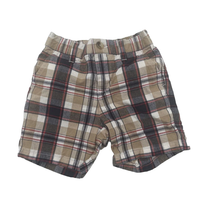Elastic Waist Plaid Cotton Shorts