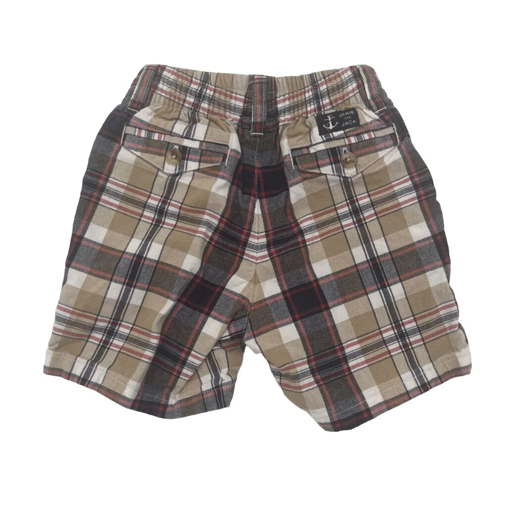 Elastic Waist Plaid Cotton Shorts