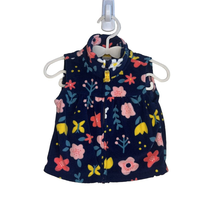 Fleece Zip UP Vest / Flowers