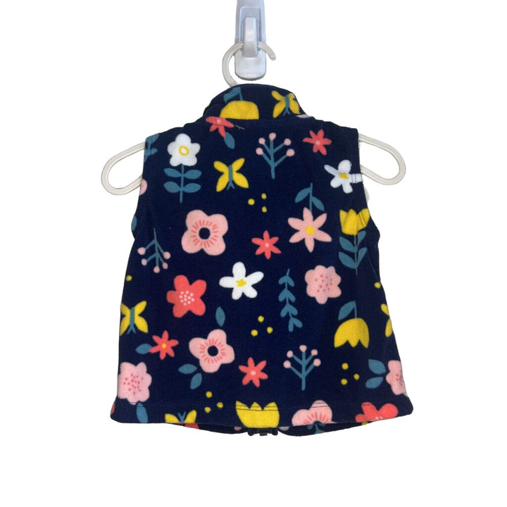 Fleece Zip UP Vest / Flowers