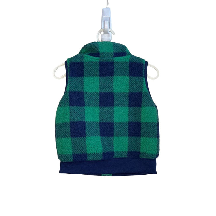 Fleece Plaid Zip-Up Vest