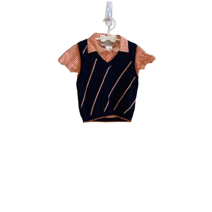 SS Collared Checkered Shirt w Vest