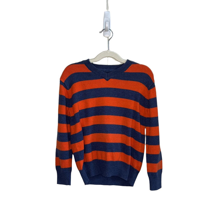 LS Striped V Necked Sweater