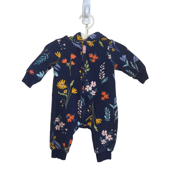 LS Hooded Romper / Flowers