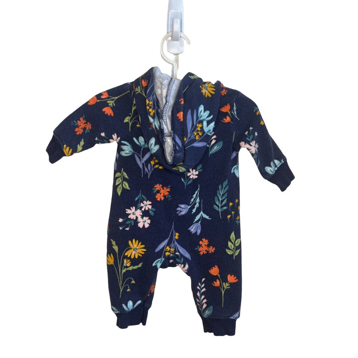 LS Hooded Romper / Flowers