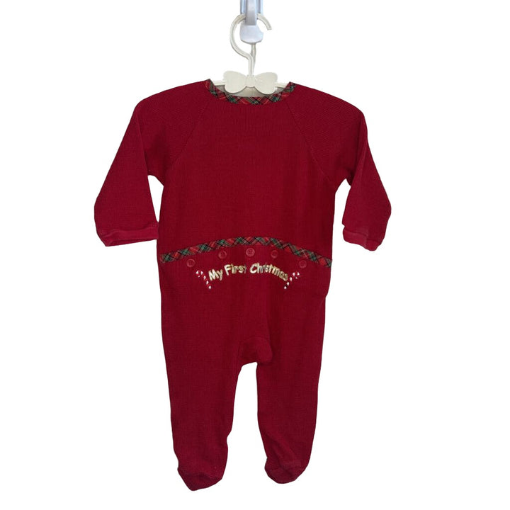 LS Footed Onesie / My First Christmas