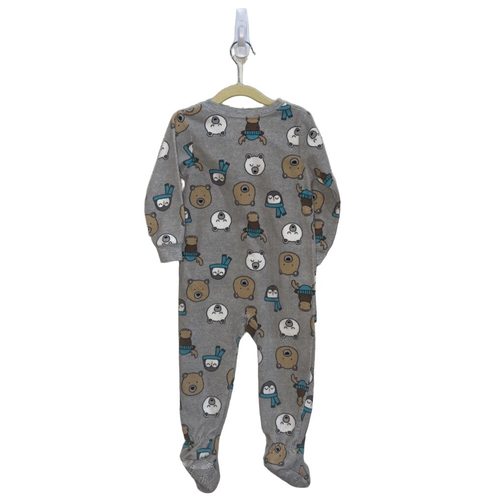 LS Footed Blanket Onesie / Animal Faces
