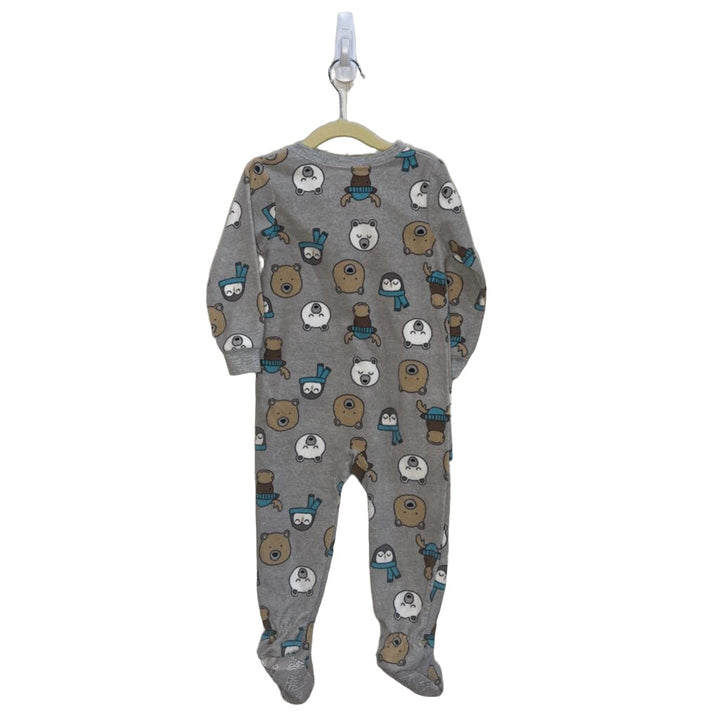 LS Footed Blanket Onesie / Animal Faces